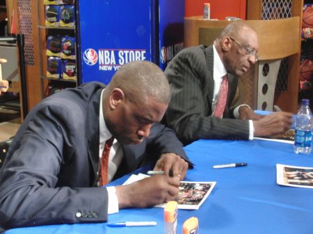 Dikembe Mutombo and Bob Lanier sign autographs at the NBA Store on January 27 (photo by twi-ny/mdr)