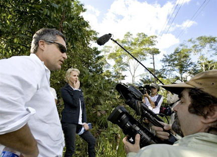 Trudie Styler arrives in the Amazon to help support indigenous families (photo by Sebastian Posingis)