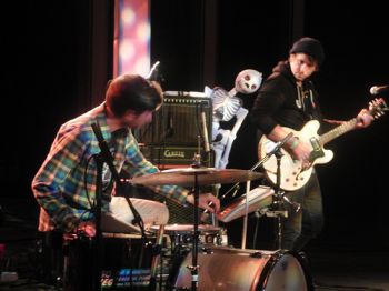 No Age rocks out next to Rodin's Balzac statue at MoMA (photo by twi-ny/mdr)