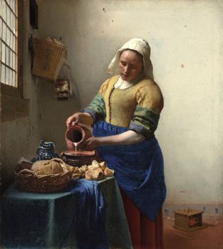 Johannes Vermeer, "The Milkmaid," oil on canvas, about 1657–58