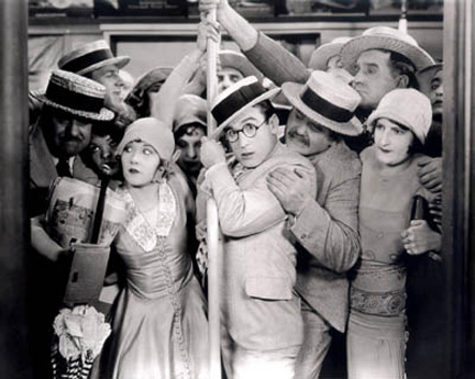 Harold Lloyd can't avoid the crowds on their way to Film Forum for comedy series