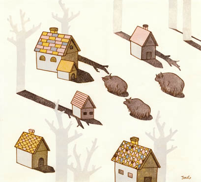Jing Wei, “Yaks Cont’d — #8,” woodcut and ink
