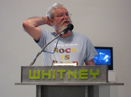 Dan Graham, seen here last year at the Whitney, will discuss art and architecture March 7 at the Cooper Union (photo by twi-ny/mdr)