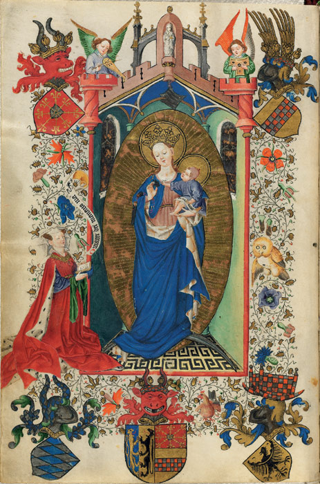 “Catherine of Cleves Praying to the Virgin and Child,” Hours of Catherine of Cleves, in Latin, Netherlands, Utrecht, Illuminated by the Master of Catherine of Cleves, ca. 1440