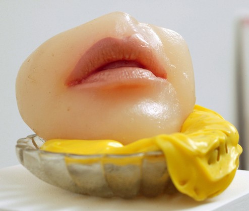 Alina Szapocznikow, “Petit Dessert I (Small Dessert I),” colored polyester resin and glass, 1970–71 (© The Estate of Alina Szapocznikow/Piotr Stanisławski/ADAGP, Paris. Photo by Thomas Mueller, courtesy Broadway 1602, New York, and Galerie Gisela Capitain GmbH, Cologne)