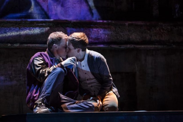 Jason (Jason Hite) and Peter (Taylor Trensch) share a forbidden kiss in BARE THE MUSICAL