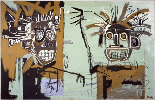 Jean-Michel Basquiat, “Untitled (Two Heads on Gold),” acrylic and oil paintstick on canvas, 1982 (© the Estate of Jean-Michel Basquiat/ADAGP, Paris, ARS, New York 2013)