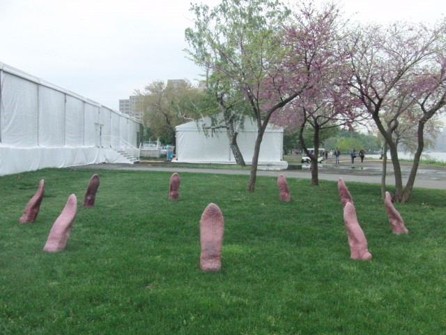 Martha Friedman lets her art speak for itself in “Amygdalas” installation in Frieze Sculpture Park (photo by twi-ny/mdr)