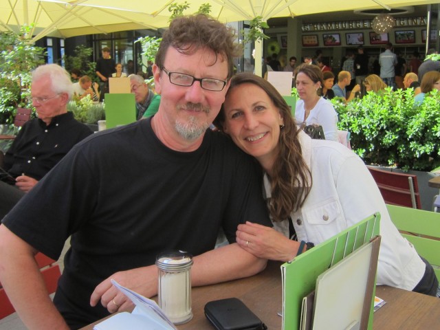 Janet Biggs and husband Bob Cmar take a break in Germany
