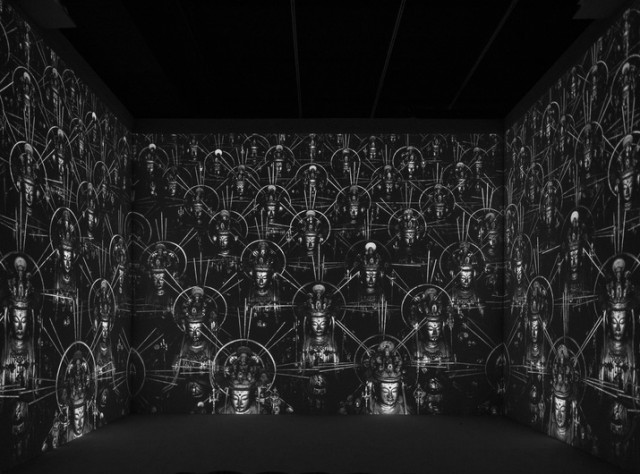 Hiroshi Sugimoto’s three-channel video, “Accelerated Buddha,” explores the nature of time and space, life and death, art and spirituality (photo courtesy the artist’s studio)