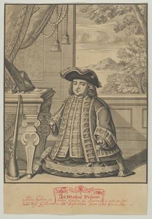 Anonymous, “Portrait of Matthias Buchinger,” engraving, 1707 (collection of Ricky Jay)
