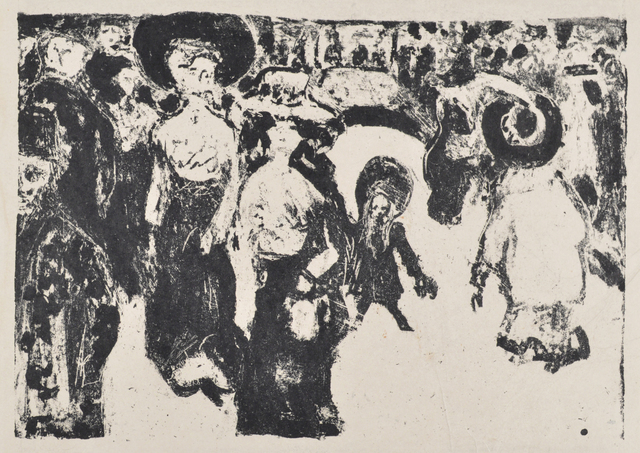 Ernst Ludwig Kirchner, “Street Life in Dresden,” lithograph on heavy cream Japan paper, 1908