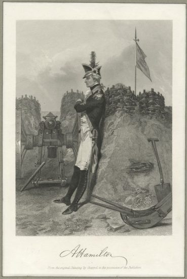 After Alonzo Chappel. Hamilton at Yorktown in 1781, steel engraving (New York: Johnson, Fry, and Co., 1858. NYPL, Picture Collection)