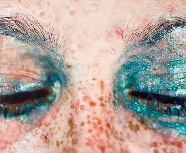 Marilyn Minter,  Blue Poles, enamel on metal, 2007 (private collection, Switzerland)