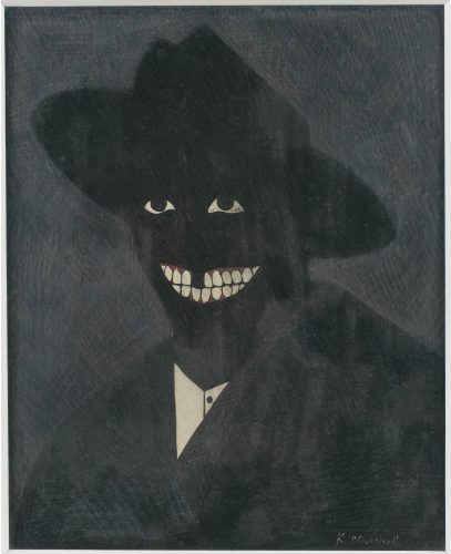 Kerry James Marshall, “A Portrait of the Artist as a Shadow of His Former Self,” egg tempera on paper, 1980 (Steven and Deborah Lebowitz)