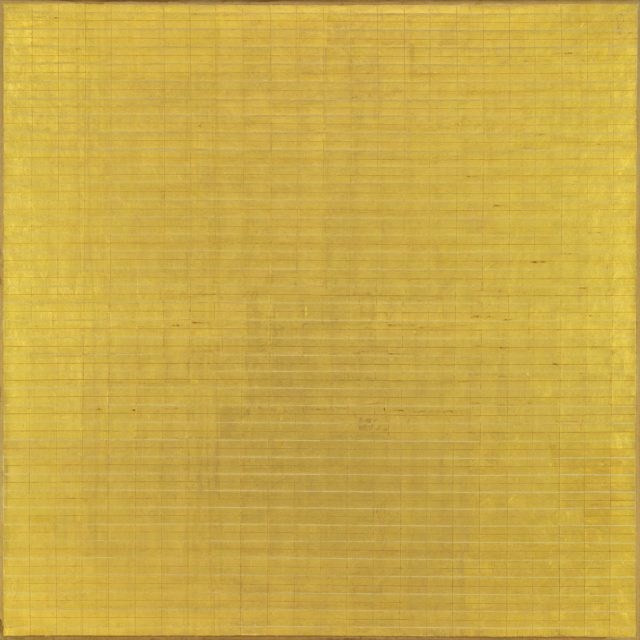 Agnes Martin, “Friendship,” incised gold leaf and gesso on canvas, 1963 (© 2015 Agnes Martin /Artists Rights Society, New York)
