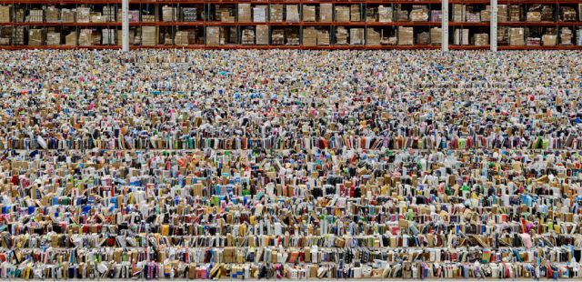 Andreas Gursky Amazon, 2016 C-print 81 1/2 × 160 1/4 × 2 7/16 inches, framed (207 × 407 × 6.2 cm) © Andreas Gursky/Artist Rights Society (ARS), New York/VG Bild-Kunst, Bonn 