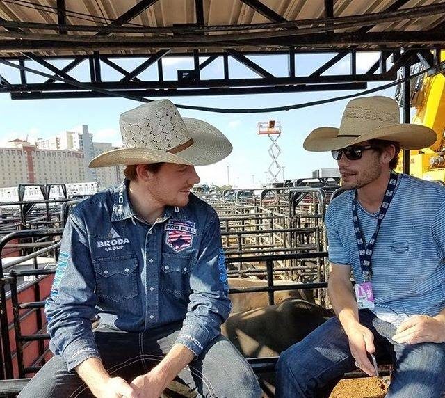 Tanner and Jesse Byrne take a break before the Resort Invitational in Thackerville, Oklahoma (photo courtesy Jared Allen’s Pro Bull Team)