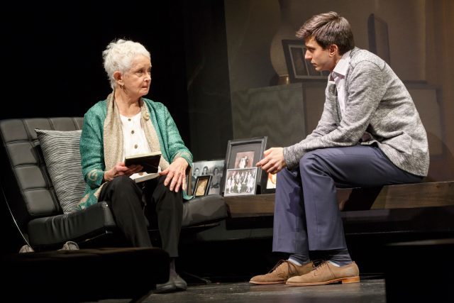Grandma Helen offers Jordan (Gideon Glick) some relationship advice in SIGNIFICANT OTHER (photo by Joan Marcus)
