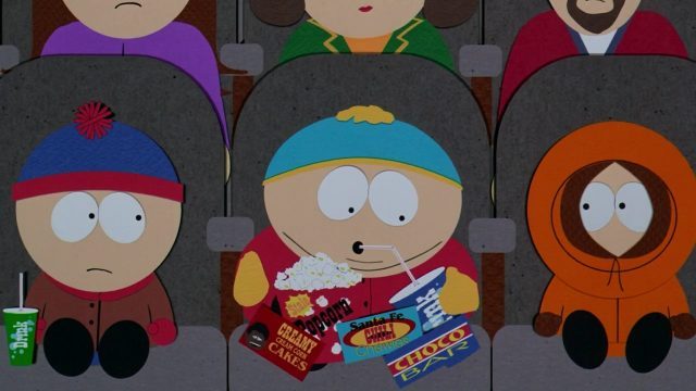 Stan, Cartman, and Kenny cant wait for SOUTH PARK movie to start at IFC Center