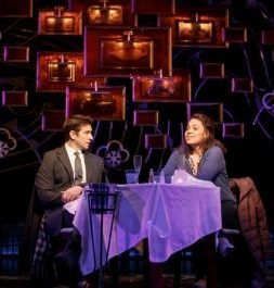 Phil Connors (Andy Karl) and Rita (Barrett Doss) pause for a special moment in smash Broadway musical (photo by Joan Marcus)