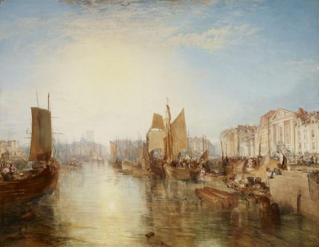 Joseph Mallord William Turner, The Harbor of Dieppe: Changement de Domicile, oil on canvas, exhibited 1825, but subsequently dated 1826 (© The Frick Collection)