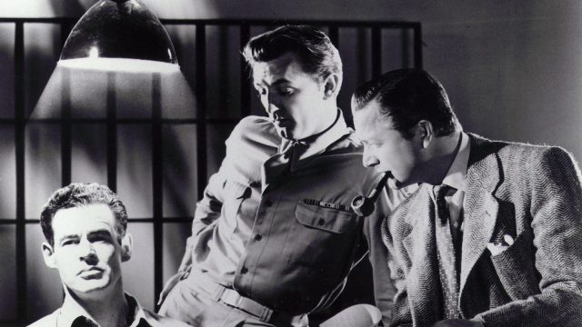 Robert Ryan, Robert Mitchum, and Robert Young star in Oscar-nominated social noir, Crossfire