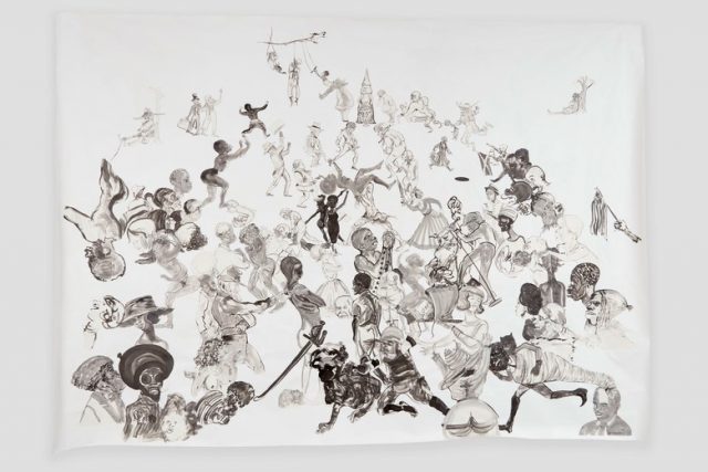 Kara Walker, “Christ’s Entry into Journalism,” Sumi ink and collage on paper, 2017 (Photo: © Kara Walker / Courtesy of Sikkema Jenkins & Co., New York)