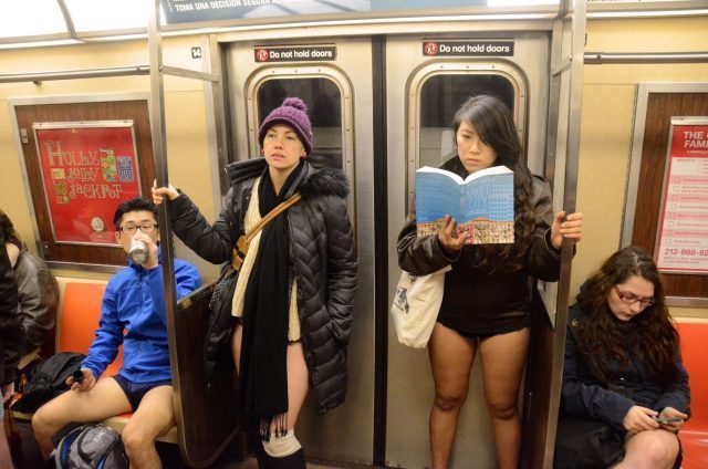 The seventeenth annual No Pants Subway Ride takes place on January 7 (photo courtesy ImprovEverywhere.com)