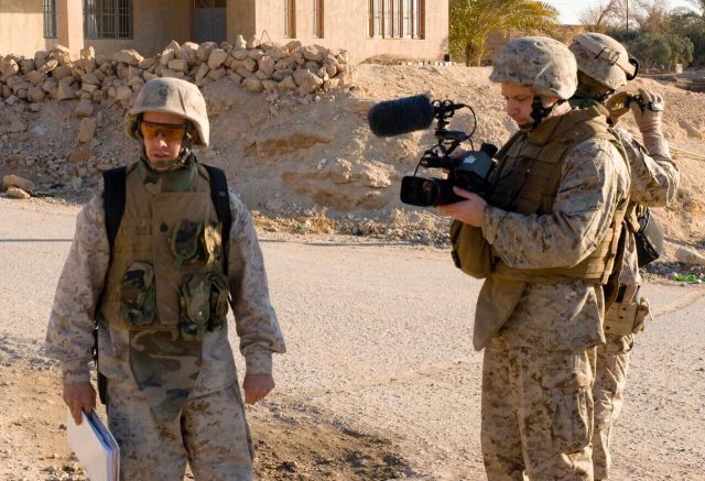 Staff Sergeant Frank Wuterich and filmmaker Michael Epstein in Haditha, Iraq, in 2008 during the making of House Two (photo courtesy  of  Viewfinder  Productions)
