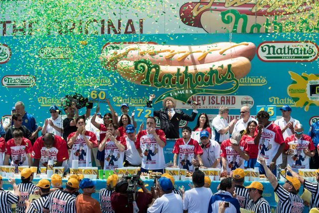 Joey Chestnut and Miki Sudo will defend their hot-dog-eating titles at Nathans on July 4