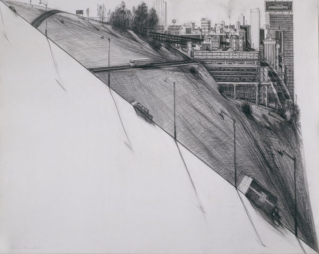 ayne Thiebaud, “Diagonal City,” graphite, 1978 (Collection of Harry W. and Mary Margaret Anderson. © Wayne Thiebaud/ Licensed by VAGA, New York, NY)
