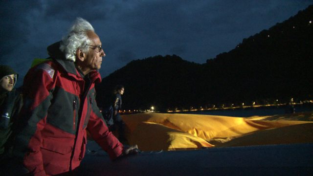 Christo takes a spin around his massive project in Andrey M Paounov’s Walking on Water