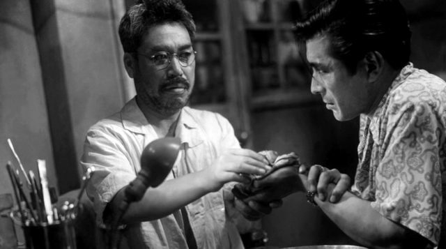 Takashi Shimura and Toshiro Mifune star in Kurosawa noir DRUNKEN ANGEL