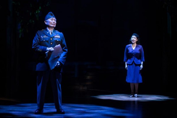 Sam Kimura (George Takei) remembers where it all went wrong with his sister (Lea Salonga) (photo by Matthew Murphy)